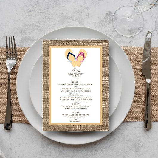 Het Collectie van de Beach Burlap Wedding van het Menu