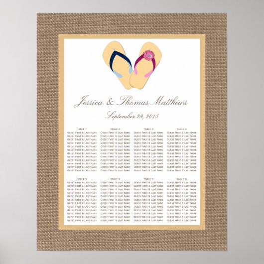 Het Collectie van de Beach Burlap Wedding van het  Poster (Voorkant)