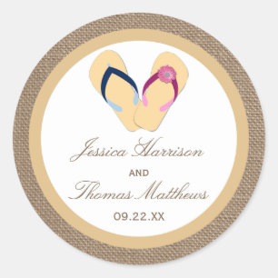 Het Collectie van de Beach Burlap Wedding van het Ronde Sticker