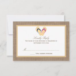 Het Collectie van de Beach Burlap Wedding van het  RSVP Kaartje