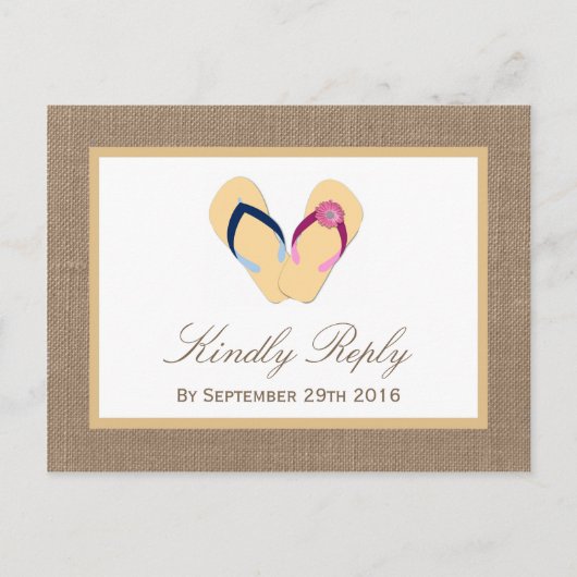 Het Collectie van de Beach Burlap Wedding van het  Uitnodiging Briefkaart (Voorkant)