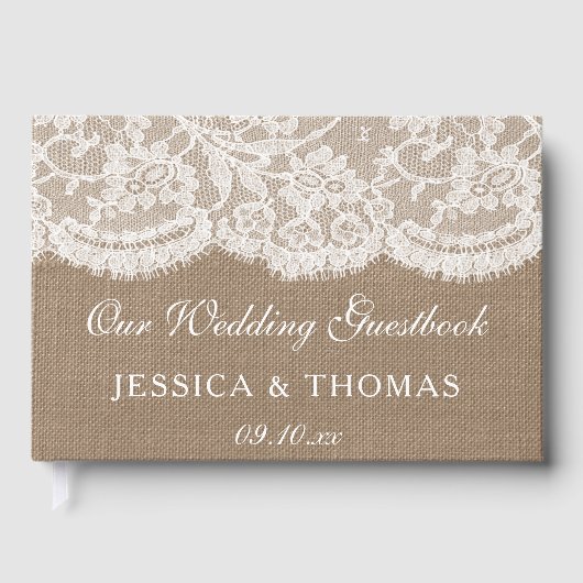 Het Collectie van de Bruglap en de Lace Wedding Gastenboek (Voorkant)