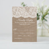 Het Collectie van de Bruglap en de Lace Wedding RSVP Kaartje (Staand voorkant)