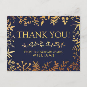 Het Collectie van de Elegant Navy & Gold Floral We Briefkaart