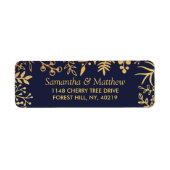 Het Collectie van de Elegant Navy & Gold Floral We Etiket (Voorkant)