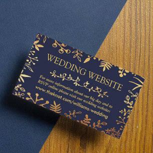Het Collectie van de Elegant Navy & Gold Floral We Informatiekaartje