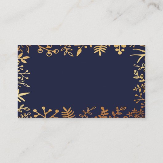Het Collectie van de Elegant Navy & Gold Floral We Informatiekaartje (Achterkant)