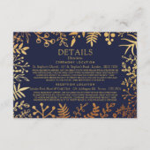 Het Collectie van de Elegant Navy & Gold Floral We Informatiekaartje (Voorkant)