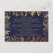 Het Collectie van de Elegant Navy & Gold Floral We Informatiekaartje (Achterkant)