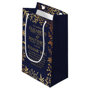 Het Collectie van de Elegant Navy & Gold Floral We Klein Cadeauzakje
