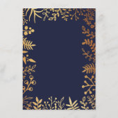 Het Collectie van de Elegant Navy & Gold Floral We Menu (Achterkant)