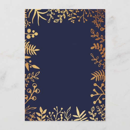 Het Collectie van de Elegant Navy & Gold Floral We Menu (Achterkant)