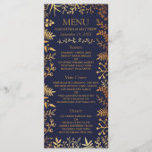 Het Collectie van de Elegant Navy & Gold Floral We Menu (Voorkant)