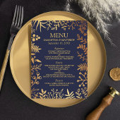 Het Collectie van de Elegant Navy & Gold Floral We Menu