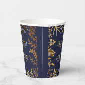 Het Collectie van de Elegant Navy & Gold Floral We Papieren Bekers (Rechts)