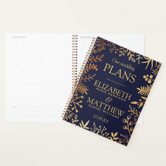 Het Collectie van de Elegant Navy & Gold Floral We Planner (Display)