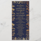 Het Collectie van de Elegant Navy & Gold Floral We Programmakaart (Voorkant)