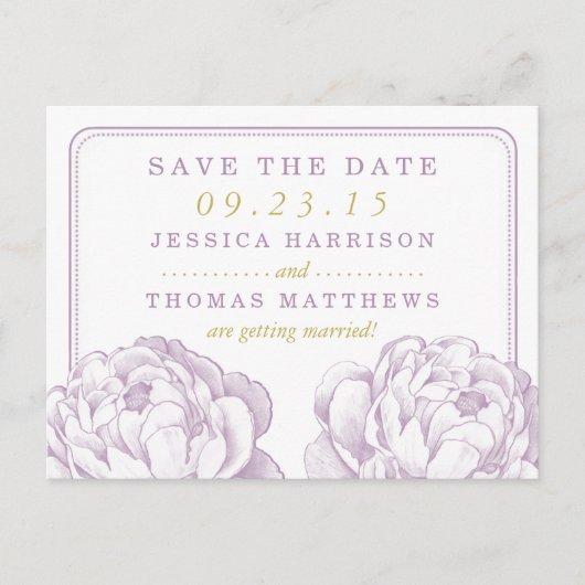 Het  Collectie van de Florale bruiloft van Peony Aankondigingskaart (Voorkant)