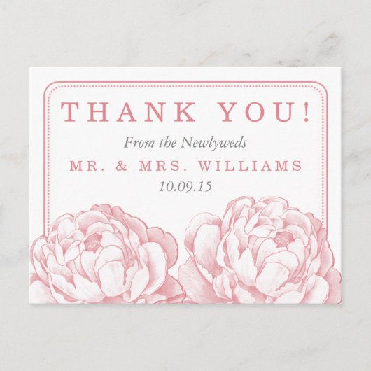 Het Collectie van de Florale bruiloft van Peony Aankondigingskaart (Voorkant)