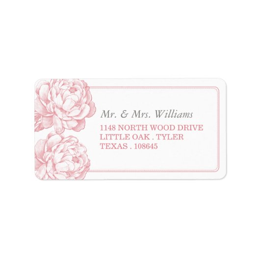 Het  Collectie van de Florale bruiloft van Peony Etiket (Voorkant)