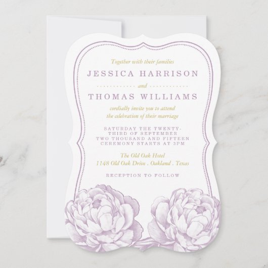 Het  Collectie van de Florale bruiloft van Peony Kaart (Voorkant)