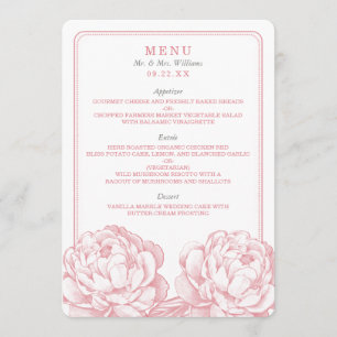 Het  Collectie van de Florale bruiloft van Peony Menu