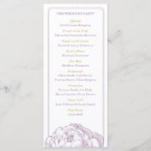 Het  Collectie van de Florale bruiloft van Peony Programmakaart (Achterkant)