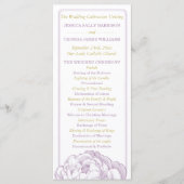 Het  Collectie van de Florale bruiloft van Peony Programmakaart (Voorkant)