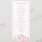 Het  Collectie van de Florale bruiloft van Peony Programmakaart (Achterkant)