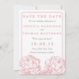 Het  Collectie van de Florale bruiloft van Peony Save The Date