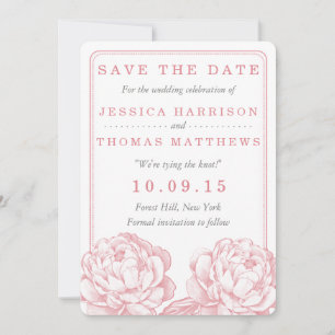 Het  Collectie van de Florale bruiloft van Peony Save The Date