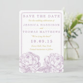 Het  Collectie van de Florale bruiloft van Peony Save The Date (Staand voorkant)