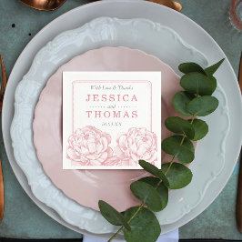 Het  Collectie van de Florale bruiloft van Peony Servetten