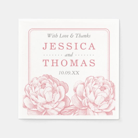 Het  Collectie van de Florale bruiloft van Peony Servetten (Voorkant)