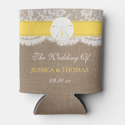 Het Collectie van de gele zanddollaire strand Blikjeskoeler (Voorkant)