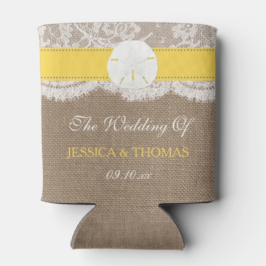 Het Collectie van de gele zanddollaire strand Blikjeskoeler (Achterkant)