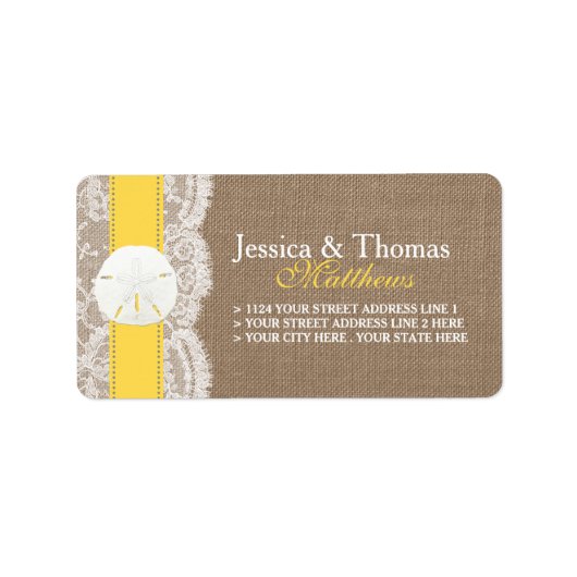 Het Collectie van de gele zanddollaire strand Etiket (Voorkant)