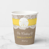 Het Collectie van de gele zanddollaire strand Papieren Bekers (Achterkant)