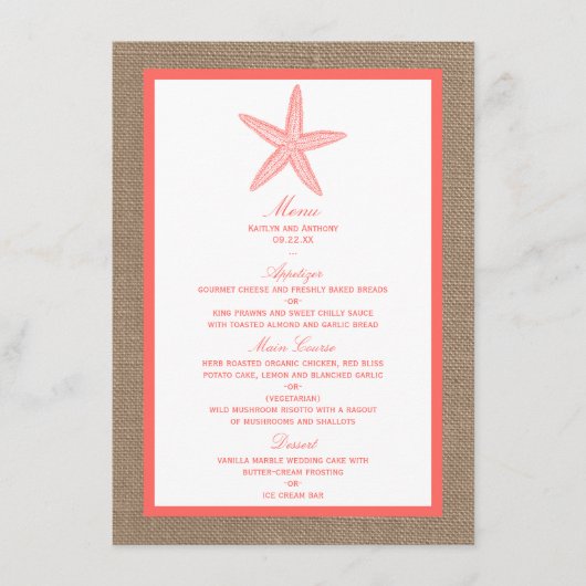 Het Collectie van de Koraalrivierbeugel Menu (Voorkant)