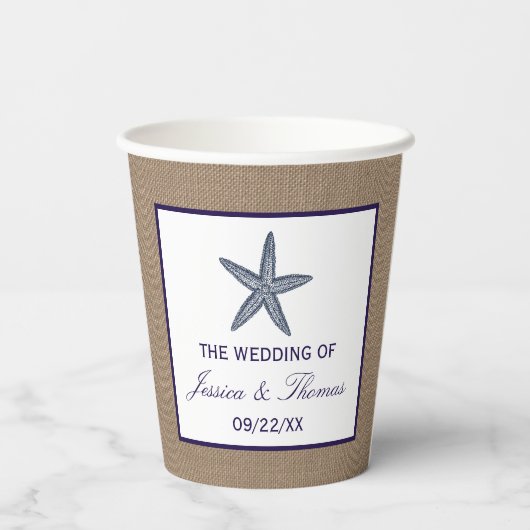 Het Collectie van de marineslankerende strandbruil Papieren Bekers (Achterkant)