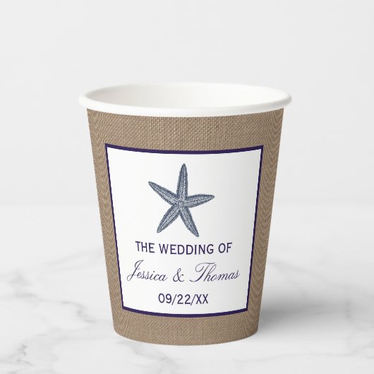 Het Collectie van de marineslankerende strandbruil Papieren Bekers (Voorkant)