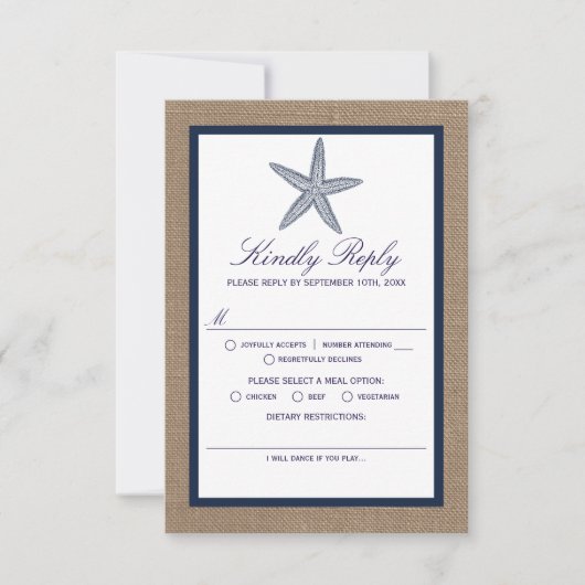 Het Collectie van de marineslankerende strandbruil RSVP Kaartje (Voorkant)