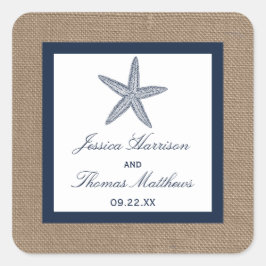 Het Collectie van de marineslankerende strandbruil Vierkante Sticker