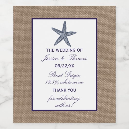Het Collectie van de marineslankerende strandbruil Wijn Etiket (Enkel label)