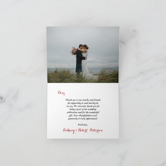 Het Collectie van de moderne Luxe bruiloft - Rode  Bedankkaart (Binnen)