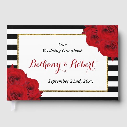 Het Collectie van de moderne Luxe bruiloft - Rode  Gastenboek (Voorkant)