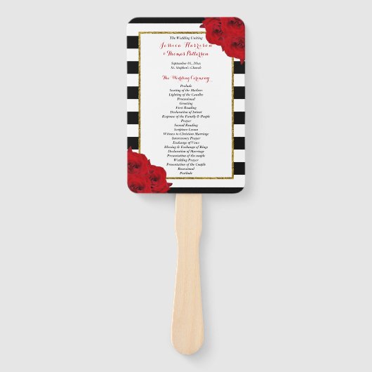 Het Collectie van de moderne Luxe bruiloft - Rode  Handwaaier (Voorkant)