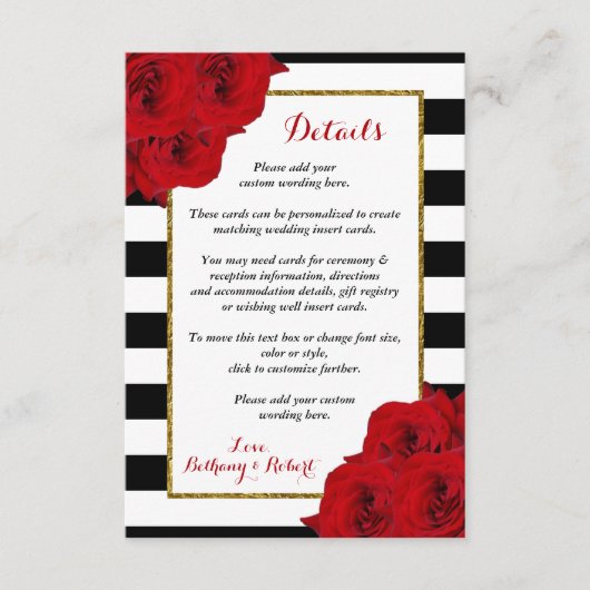 Het Collectie van de moderne Luxe bruiloft - Rode  Informatiekaartje (Voorkant)