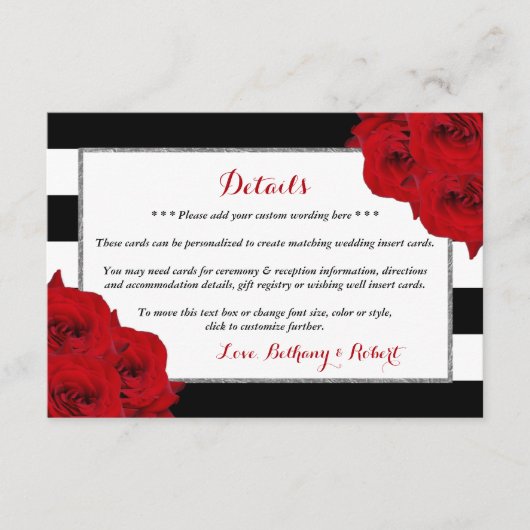 Het Collectie van de moderne Luxe bruiloft - Rode  Informatiekaartje (Voorkant)