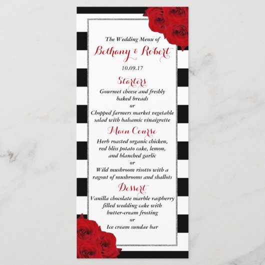 Het Collectie van de moderne Luxe bruiloft - Rode  Menu (Voorkant)